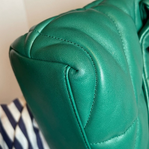 Saint Laurent Lambskin Quilted Small Loulou Puffer Chain Satchel Green Field - Picture 16 of 16